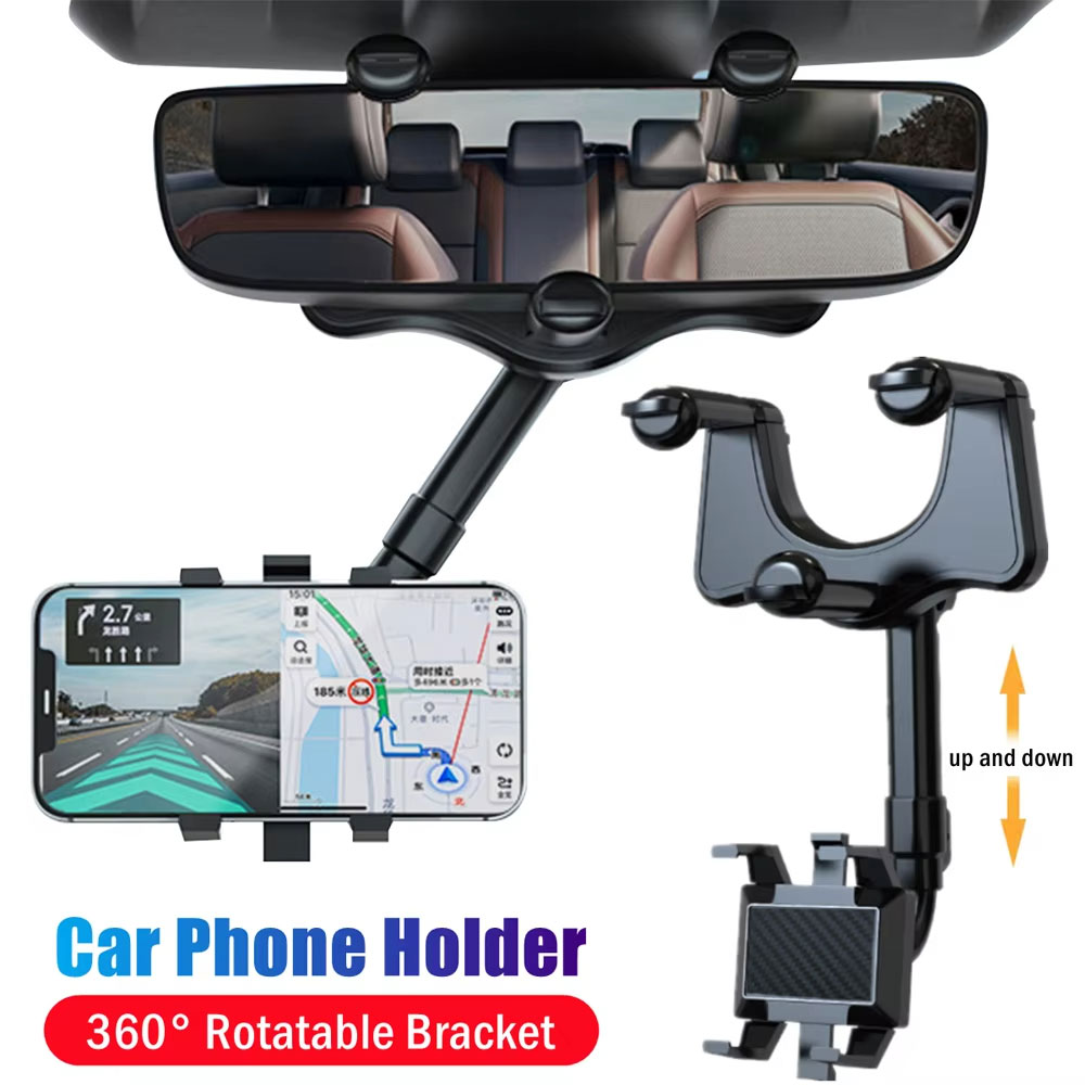 Car Accessories Phone Holder - Verstelbare auto-achteruitkijkspiegel telefoonhouder 360° ° Intrekbare