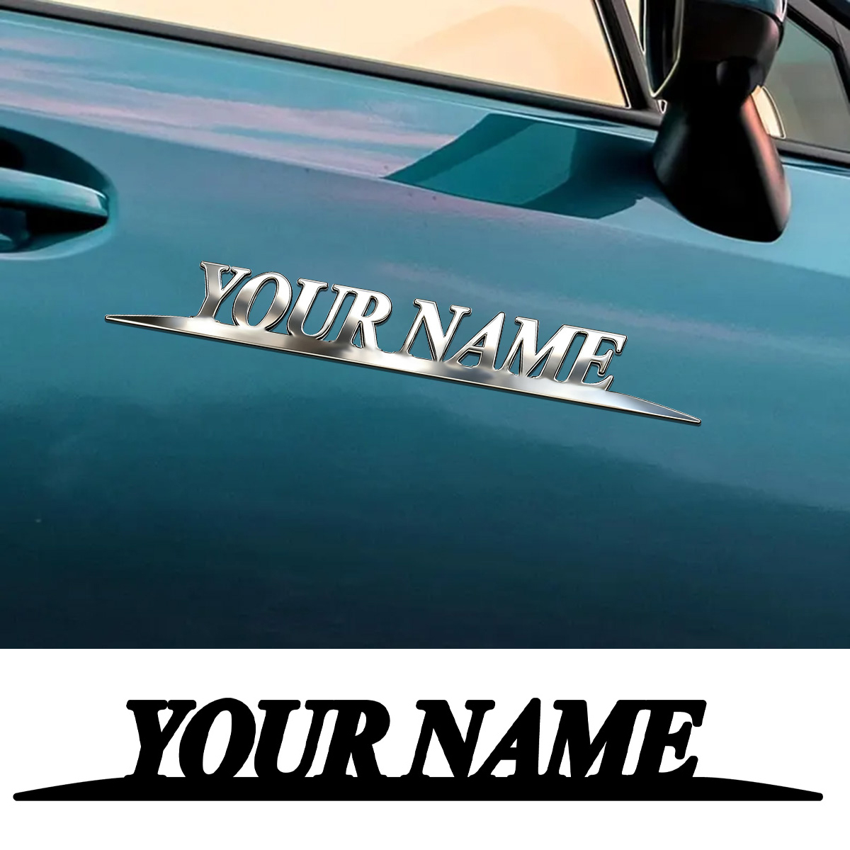 Car Accessories Gifts - Metaal Trendy UW NAAM Stickers Aangepast